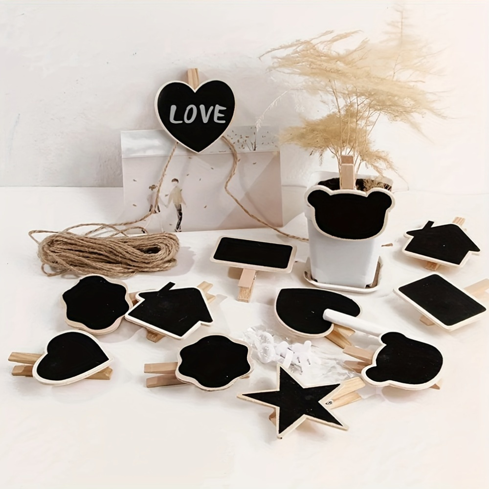 Food Storage Notes - 10/20Pcs Mini Chalkboard Clip Wooden Message