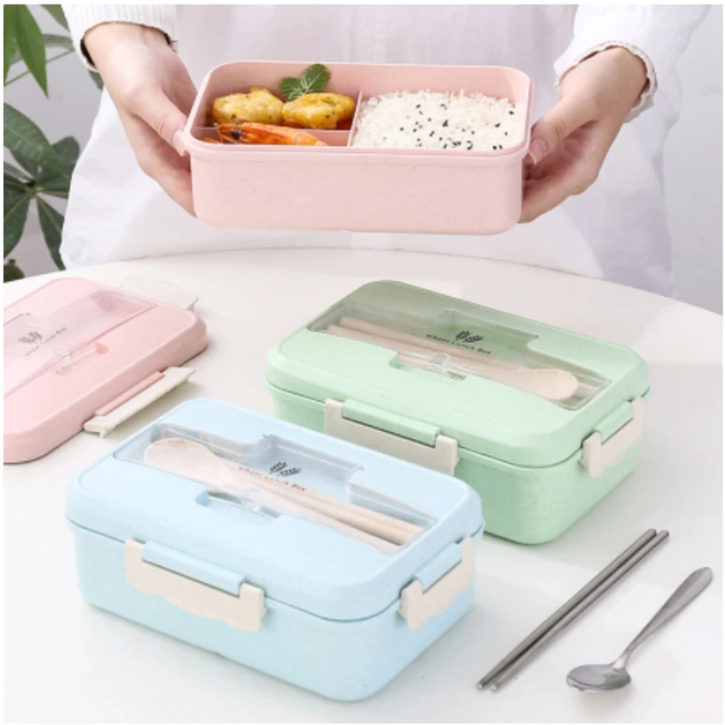 Food Storage Plastic Bag - Microwave Lunch Box Wheat Straw Dinnerware