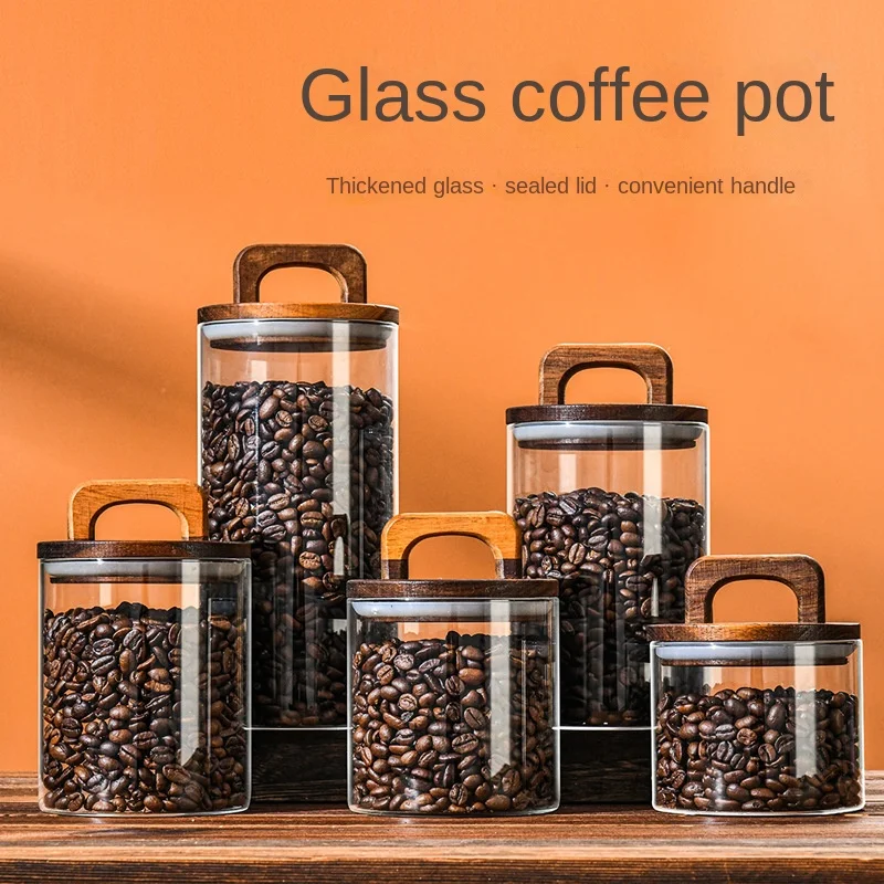 Glass Food Storage Xl - 700-2100ml Wood Lid Glass Jar 1pc