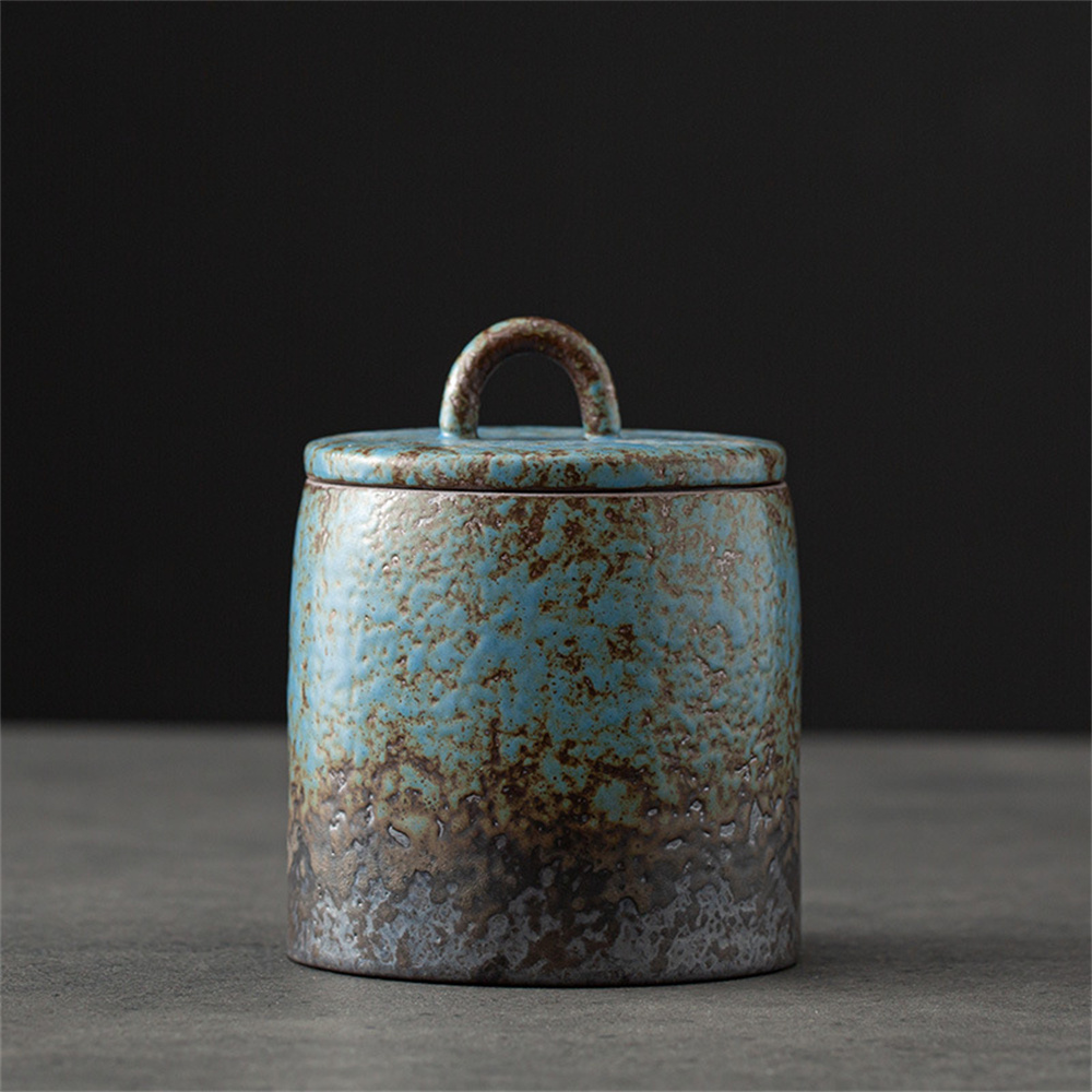 Food Storage With Dividers - Ceramic Tea Caddy Sealed Jar Small