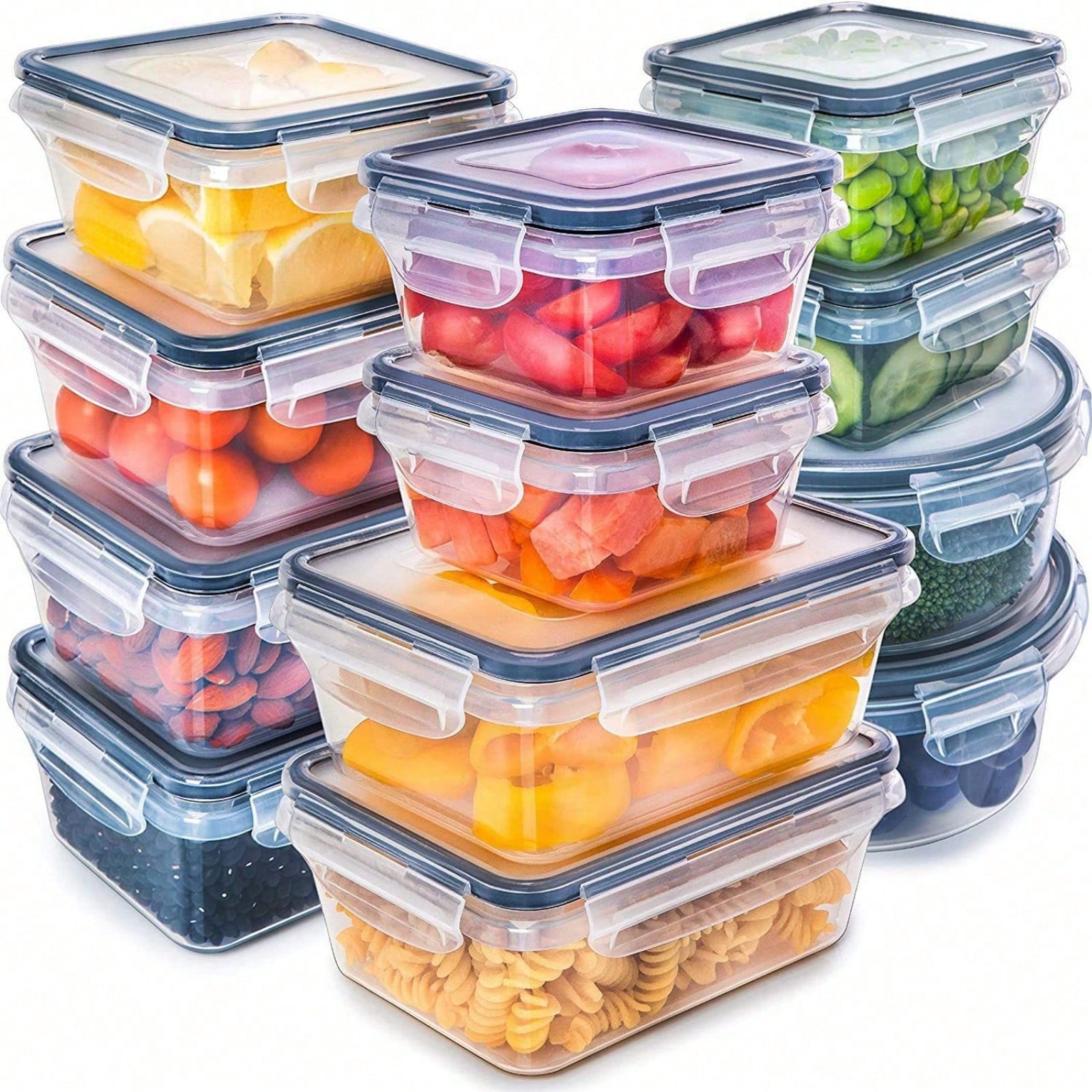 Food Storage Lunch Box - 12 Plastic Sealed Food Storage Boxes,