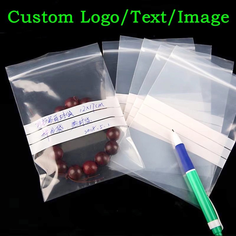 Food Storage Plastic Bag - 200PCS PE Clear Plastic Writing Ziplock