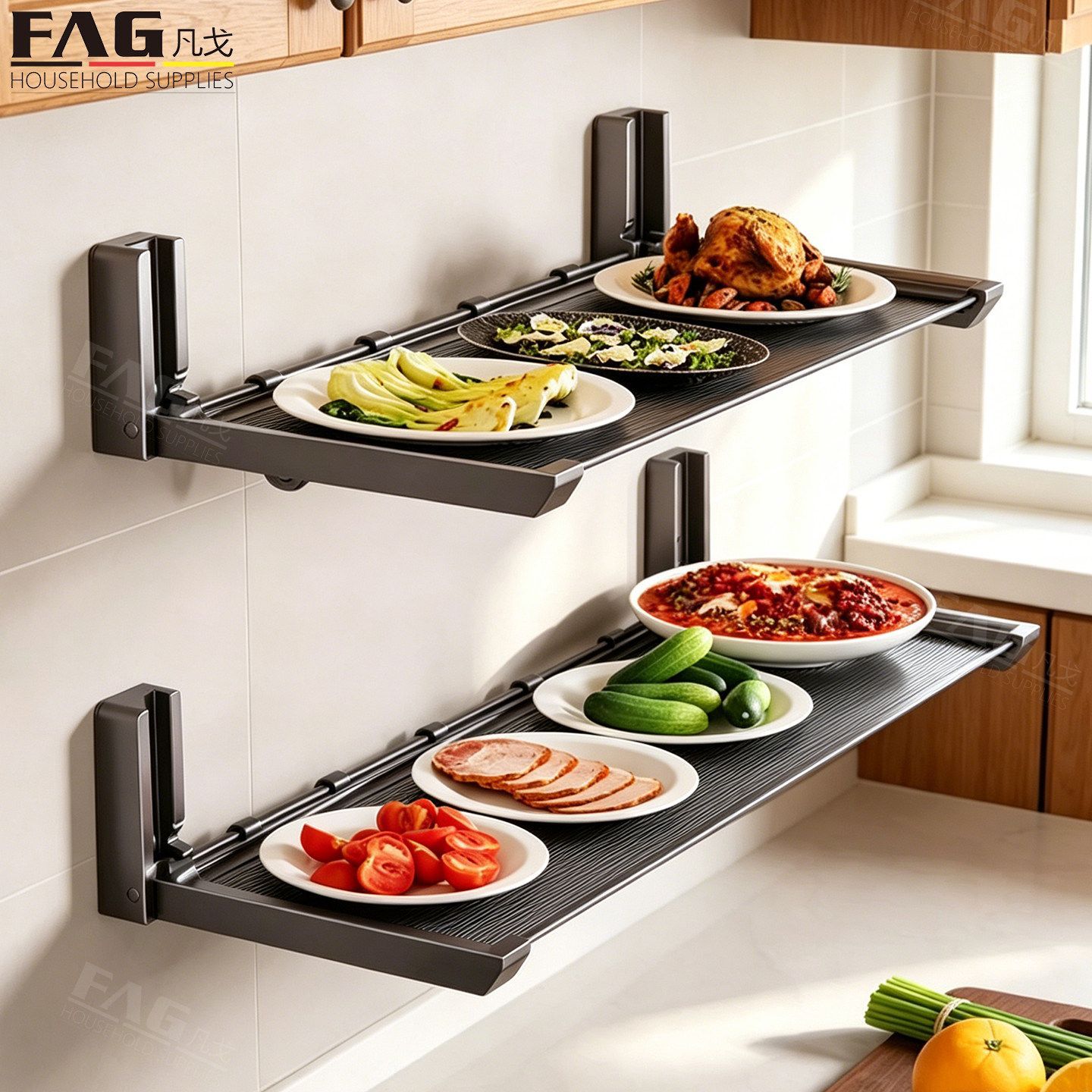 Best Food Storage - No-Drill Suction Cup Kitchen Organizer Foldable