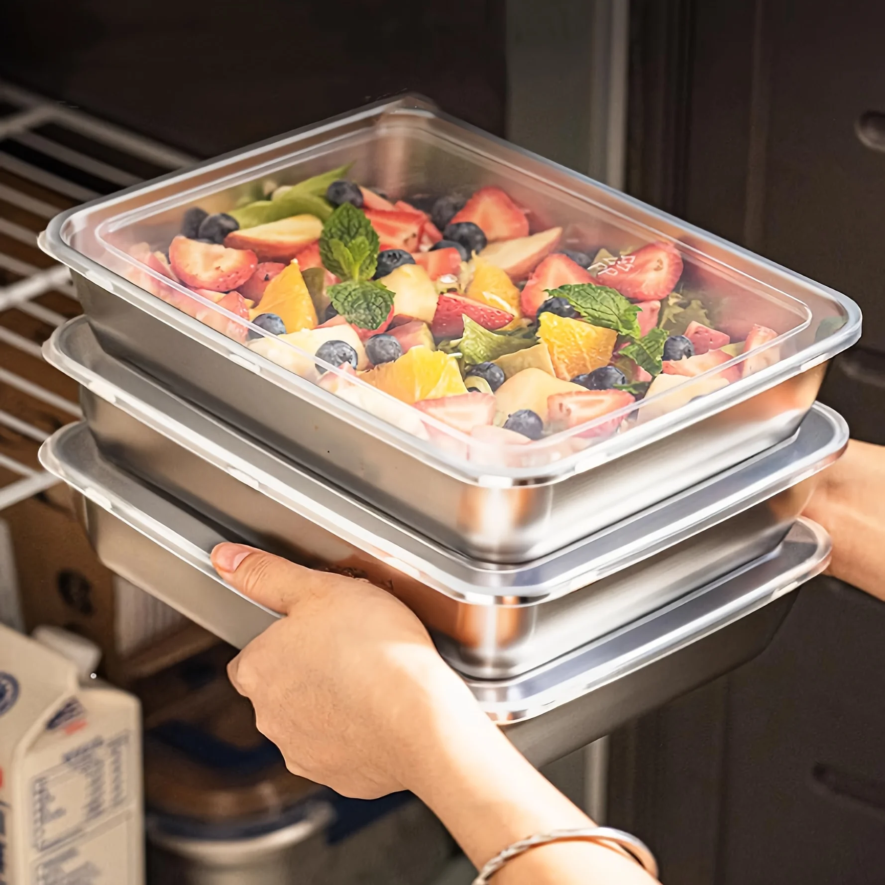 Food Storage Lunch Box - 3pcs Stainless Steel Food Containers &
