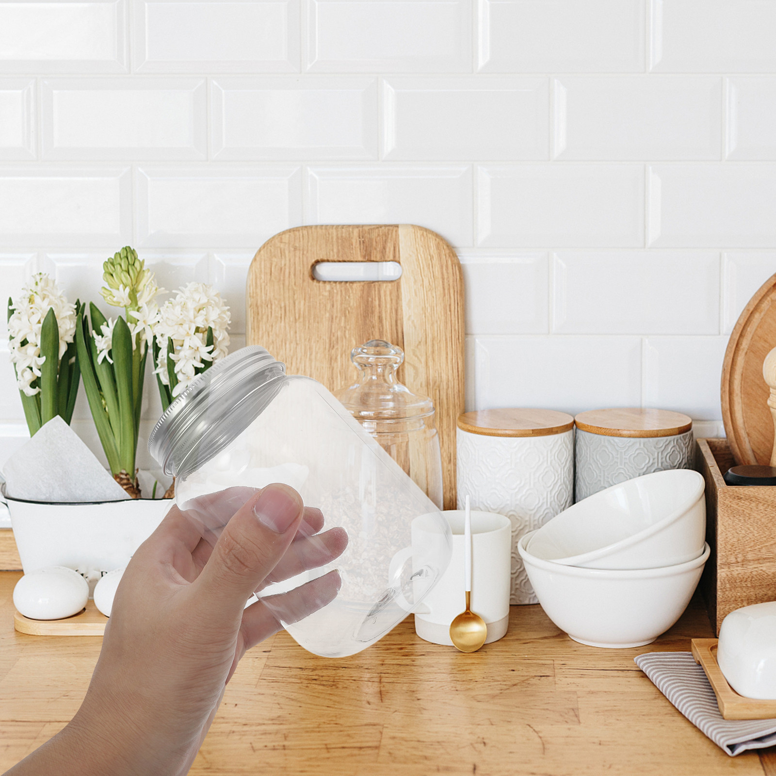 4Pcs Clear Plastic Jars with A - огляд і ціна Food Storage Lid