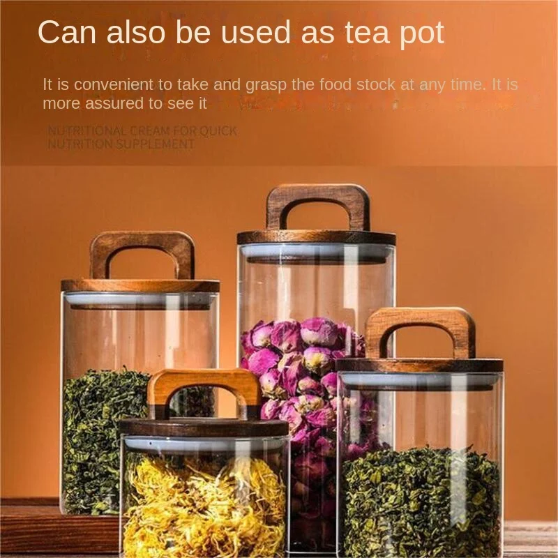 700-2100ml Wood Lid Glass Jar  - огляд і ціна Glass Food Storage Xl