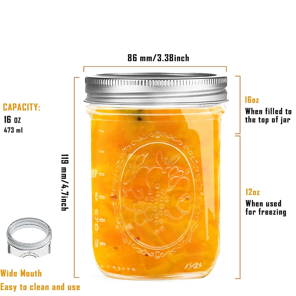 16oz Wide Mouth Mason Jars wit - огляд і ціна Food Storage Lid