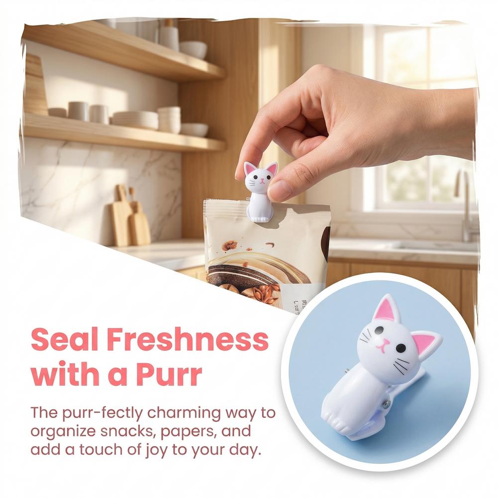 Cute Cat Shaped Bag Clips Reus - огляд і ціна Food Storage Plastic Bag