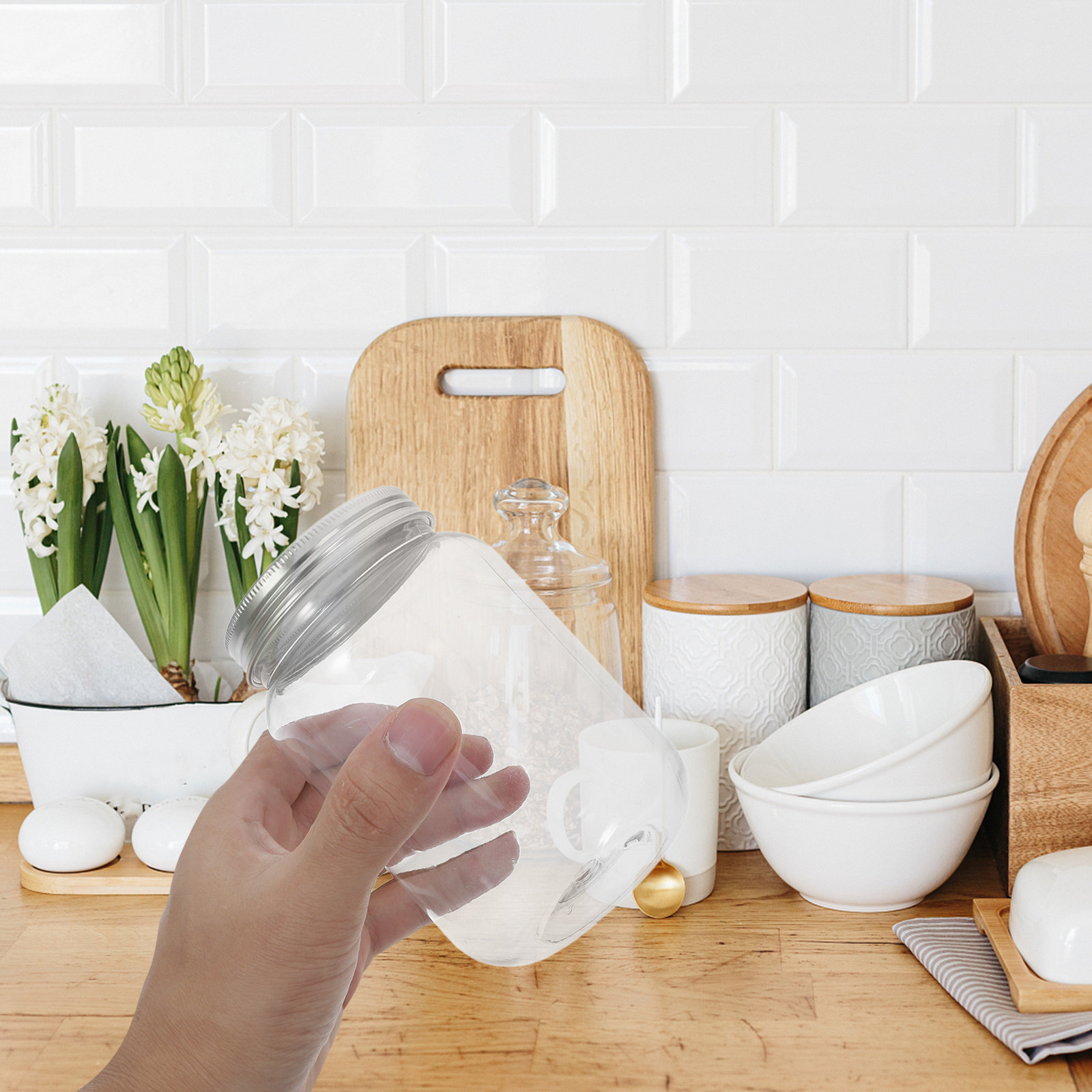 4Pcs Clear Plastic Mason Jars  - огляд і ціна Food Storage Lid